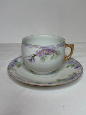 Antique Limoges Cup & Saucer – Gold Trim